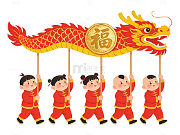 卡通舞龙儿童