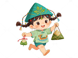 端午节卡通粽子女孩