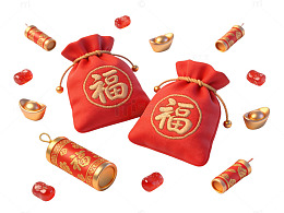 红色福袋新年素材