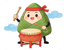 卡通粽子打鼓图