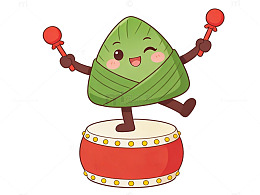 卡通粽子打鼓图