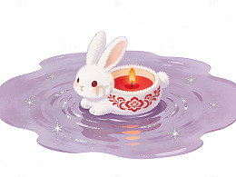 兔子烛光插画