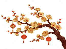 金梅红灯笼背景