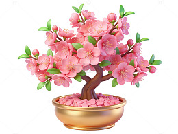 粉色樱花盆景