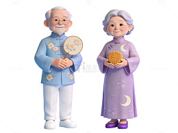 中秋团圆卡通夫妇