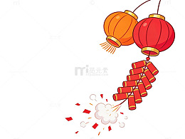 卡通灯笼鞭炮图案