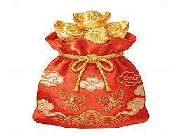 红色福袋祥云图案