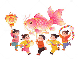 卡通鱼灯闹元宵