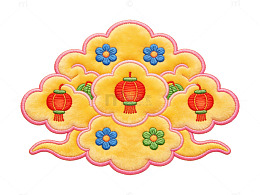 祥云灯笼刺绣图案