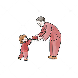 温馨祖孙互动发红包插画