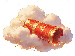 红金烟花云中绽放