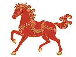 红色骏马插画