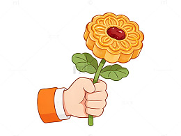 中秋月饼花卡通插画
