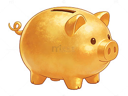 金色卡通存钱罐