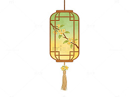 中式灯笼花枝图案