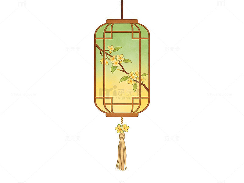 中式灯笼花枝图案