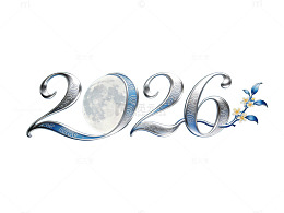 银色立体数字2026
