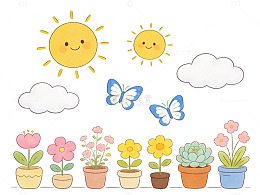 可爱卡通花园插画
