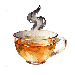水彩热茶饮品插画