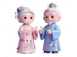 古风情侣卡通形象