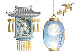 中秋玉兔花灯