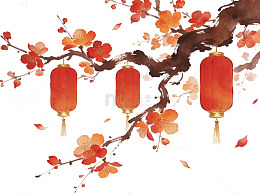 红灯笼梅花枝