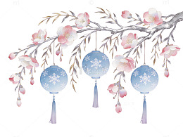 花枝灯笼古典背景