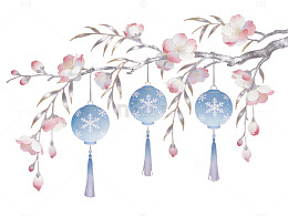 古典花灯挂枝图