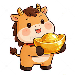 马年祝福小马手拿元宝卡通马年