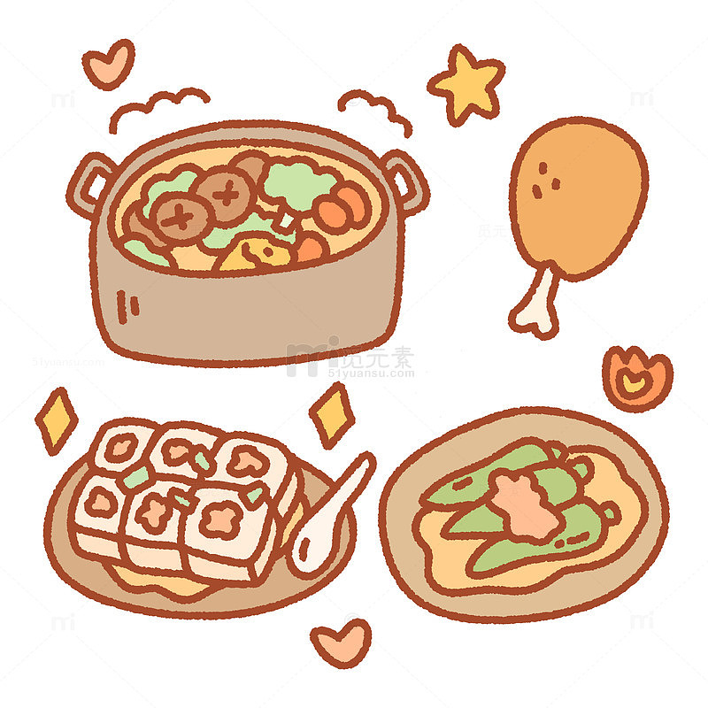 卡通美食插画设计素材