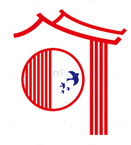 日本风情鸟类图案标志设计