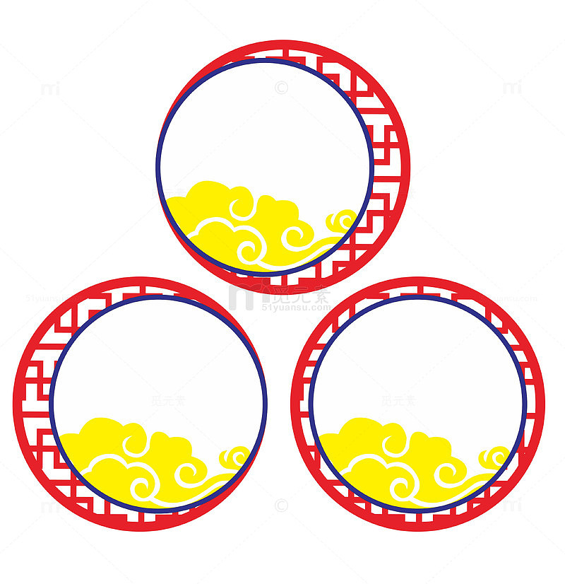 中式风格圆形装饰画设计元素