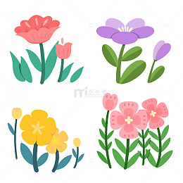 彩色花朵插画设计素材