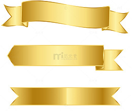 金色丝带装饰设计素材