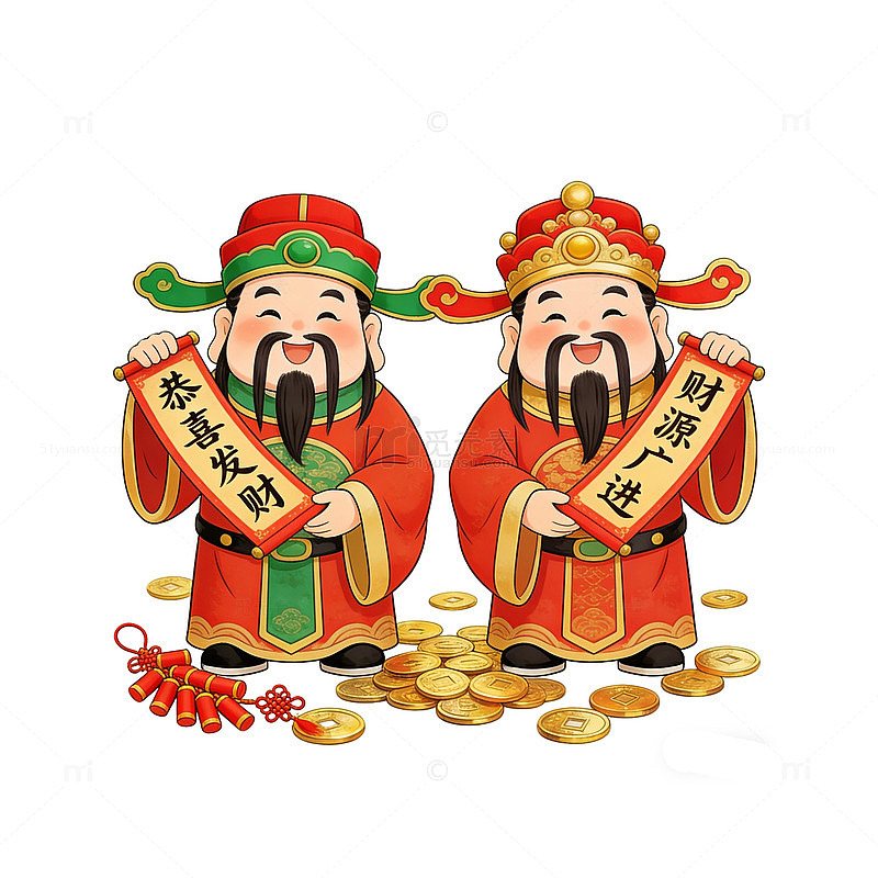 过年新年大年初五迎财神喜庆财神爷