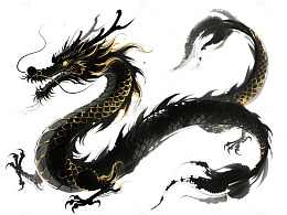 水墨龙图腾艺术插画