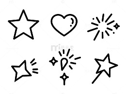 简笔画风格图案装饰元素集合