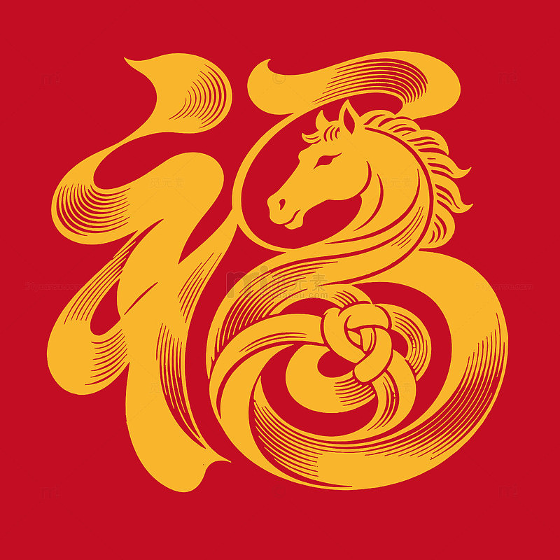 马年艺术福字