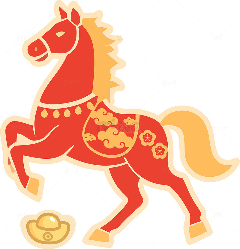 中国风红色马年装饰图案
