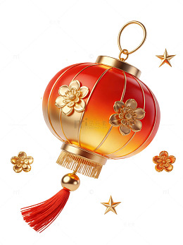 喜庆中国风红灯笼装饰免扣元素