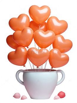 爱心气球杯浪漫装饰图
