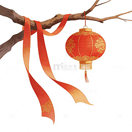 红绸灯笼挂枯枝