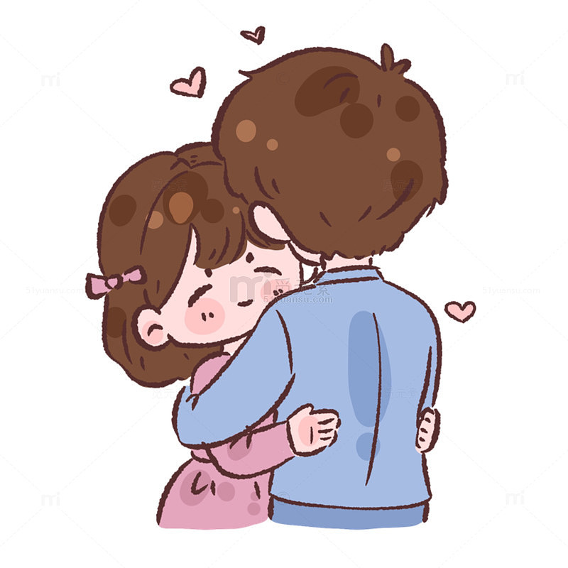 浪漫情侣拥抱卡通插画