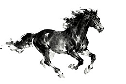 水墨风格奔腾骏马图片