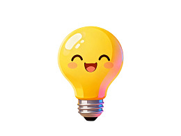卡通黄色灯泡笑脸形象
