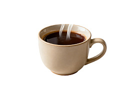 一杯热咖啡冒着蒸汽图片