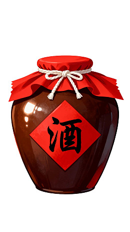 传统中式酒坛特写图片