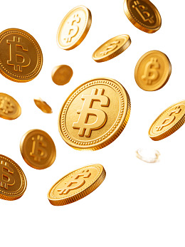 金色比特币飞舞的动态画面