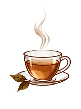 一杯热茶冒着袅袅热气
