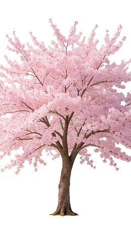 盛开的粉色樱花树图片